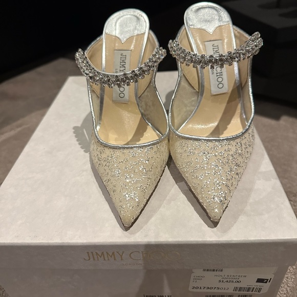 Jimmy Choo Bing Silver heels size 7 - Picture 3 of 5